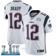 Mens New England Patriots #12 Tom Brady Authentic White Super Bowl Vapor Road Jersey Bestplayer